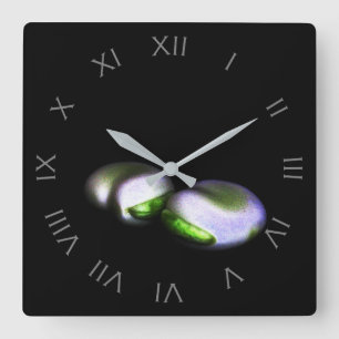 Two Broad Beans Grey Roman Numbers wccna Square Wall Clock