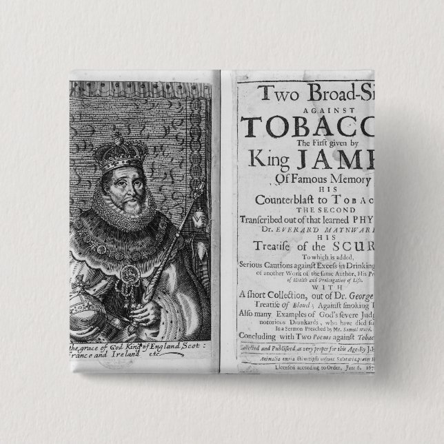 'Two Broadsides Against Tobacco 15 Cm Square Badge (Front)