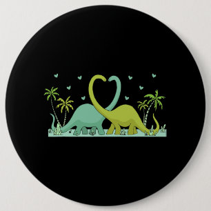 Two Brontosaurus Dinos Making A Heart Shape Valent 6 Cm Round Badge