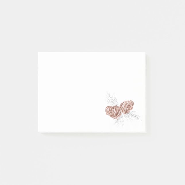Two brown pine cones drawing art post it notes (Front)