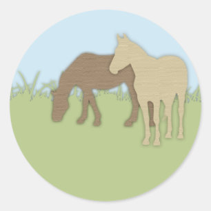 Two Brown Ponies Classic Round Sticker