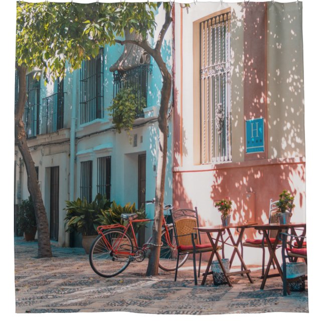 Two brown table outside shower curtain (Front)