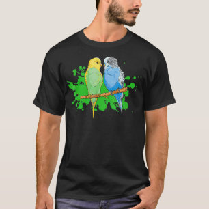 Two budgies on a branch budgerigar parakeet  T-Shirt
