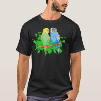 Two budgies on a branch budgerigar parakeet  T-Shirt