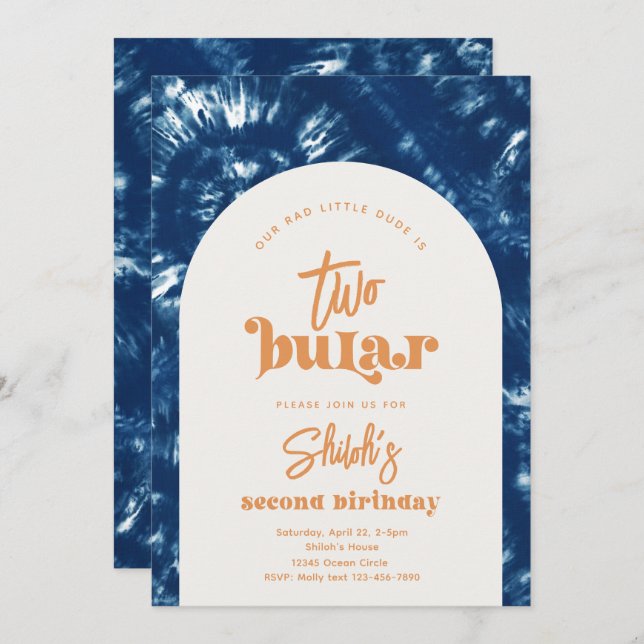 Two-Bular Birthday Invitation | Boy Surf (Front/Back)