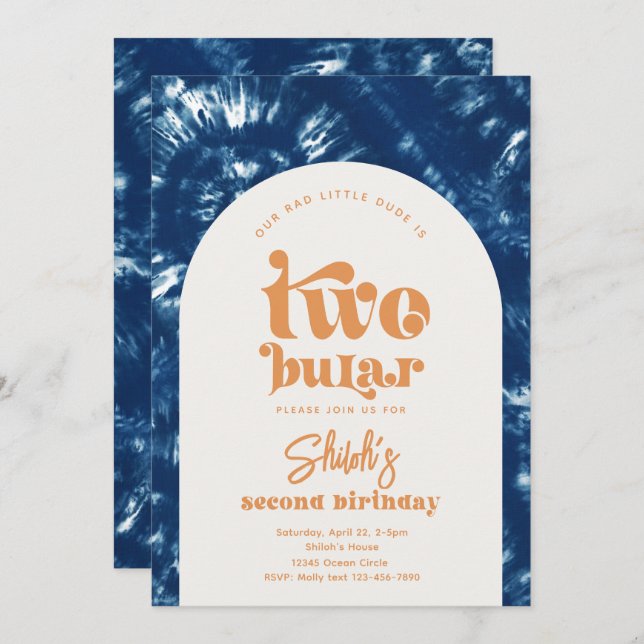 Two-Bular Birthday Invitation | Boy Surf (Front/Back)