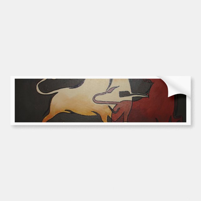 Two Bulls Fighting Bumper Sticker (Front)