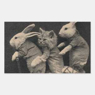 Two Bunnies and a Cat on a Scooter Sticker