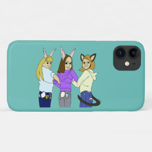 Two bunnies and a kitty iPhone 11 case