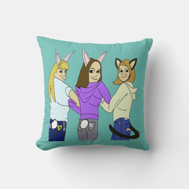 Two bunnies and a kitty cushion (Front)
