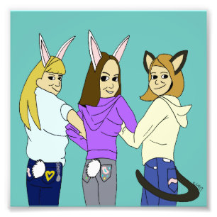 Two bunnies and a kitty photo print