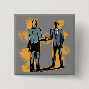 Two businessman shaking hands 15 cm square badge