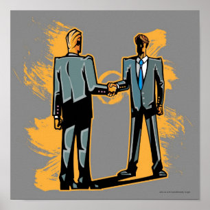 Two businessman shaking hands poster