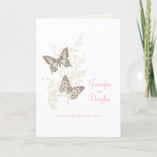 Two butterflies pink white wedding programs