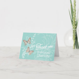 Two butterflies wedding bridesmaid thanks card