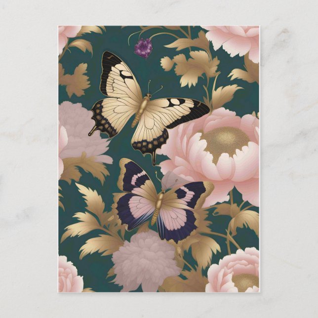 Two butterflies with intricate wing patterns postcard (Front)