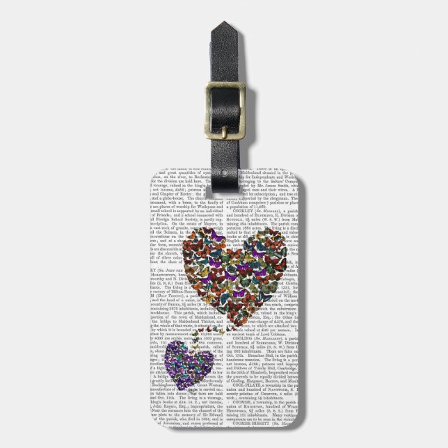 Two Butterfly Hearts Luggage Tag (Front Vertical)
