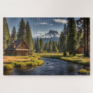 Two Cabins by the River Jigsaw Puzzle