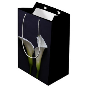 Two calla lilies on black  medium gift bag
