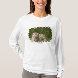 Two Canada Lynx Kittens Playing On A Log T-Shirt