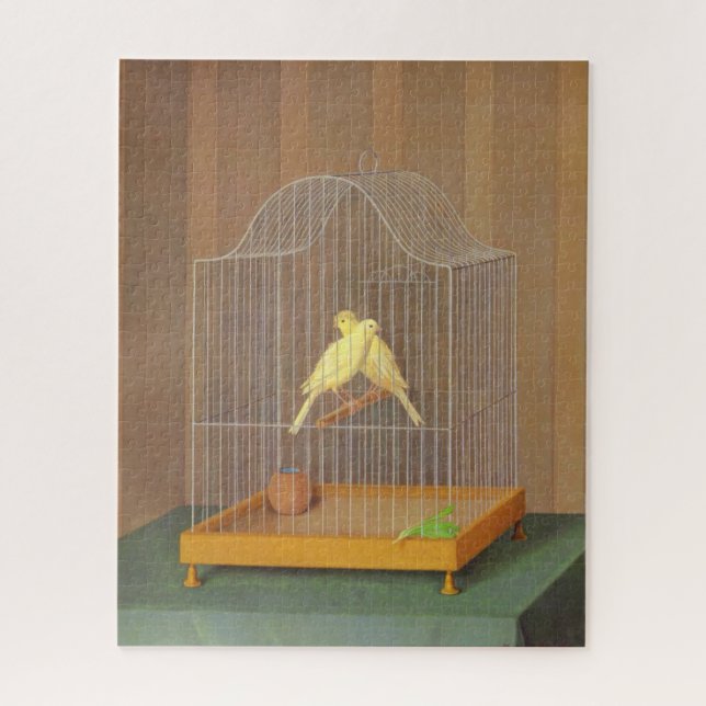 Two Canaries in a Cage (by Antonio Donghi) Jigsaw Puzzle (Vertical)