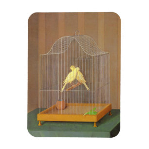 Two Canaries in a Cage (by Antonio Donghi) Magnet