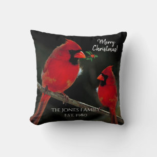Two Cardinals Christmas Cushion