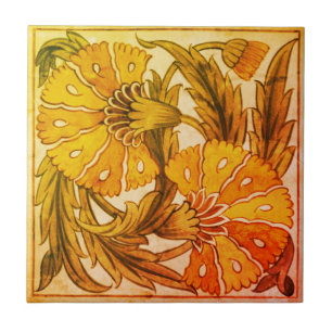 Two Carnations - William De Morgan Ceramic Tile