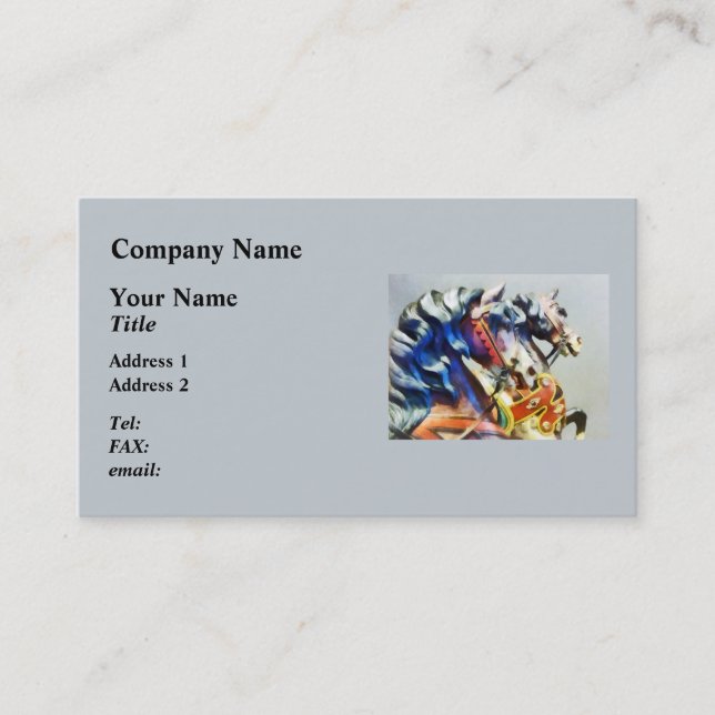 Two Carousel Horses Closeup Business Card (Front)