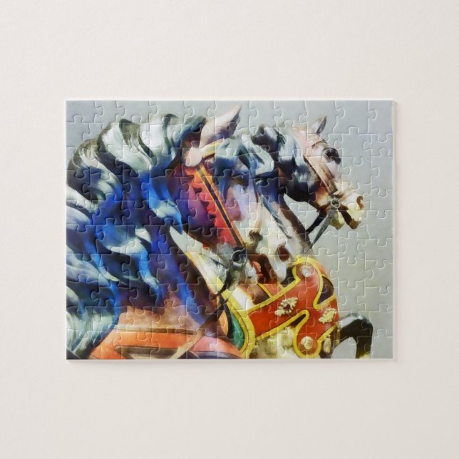 Two Carousel Horses Closeup Jigsaw Puzzle (Horizontal)