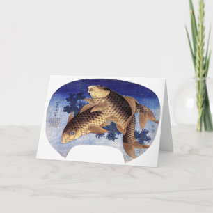 Two Carps, Hokusai Card