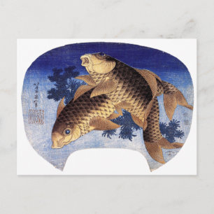 Two Carps, Hokusai Postcard