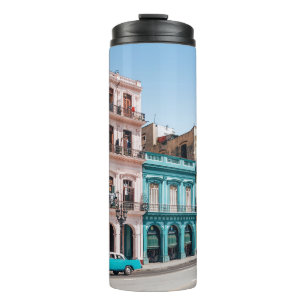 TWO CARS PARKED OUTSIDE BUILDING THERMAL TUMBLER