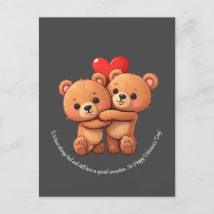 Two cartoon bears hugging. postcard