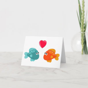 Two Cartoon Fish Love Heart Generic Any Use Card