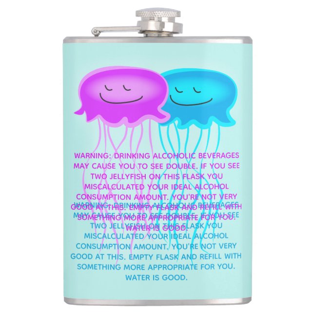 Two Cartoon Jellyfish Hip Flask (Front)
