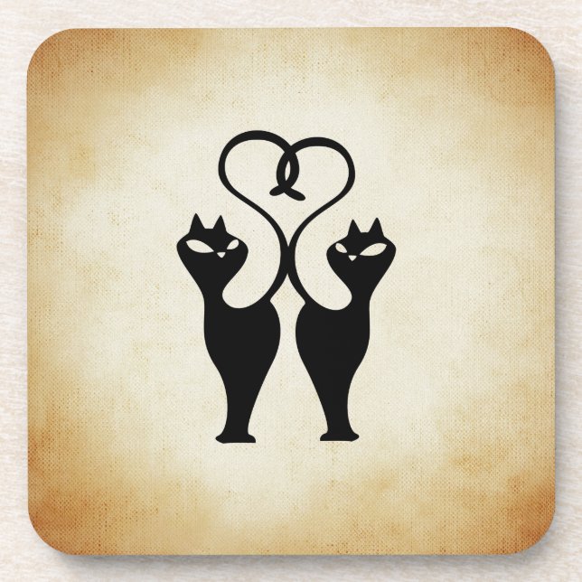 Two Cat Silhouette Coaster (Front)
