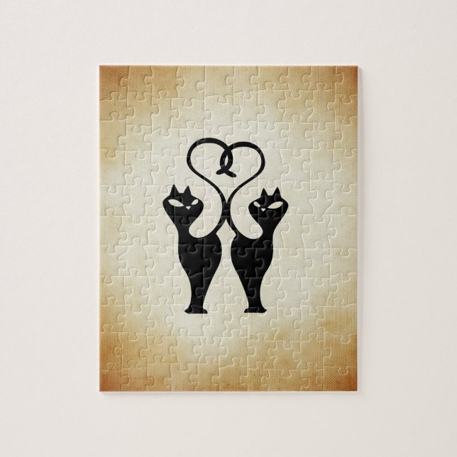 Two Cat Silhouette Jigsaw Puzzle (Vertical)