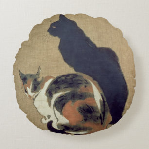 Two Cats, 1894 Round Cushion