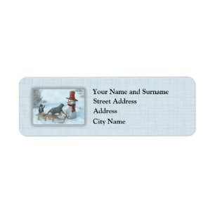 Two Cats and a Snowman Return Address Label