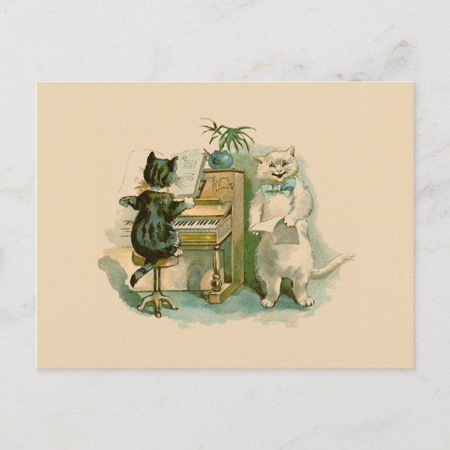 Two Cats at the Piano Postcard (Front)