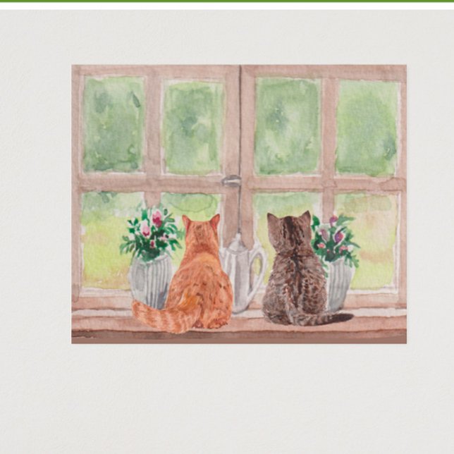 Two Cats at the Window Scenic Serene Flowers Poster (Creator Uploaded)