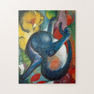 Two cats, blue and yellow by Franz Marc - Jigsaw Puzzle