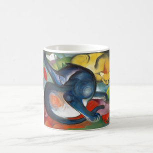 Two Cats, Blue and Yellow, Franz Marc Coffee Mug