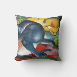 Two Cats, Blue and Yellow, Franz Marc Cushion
