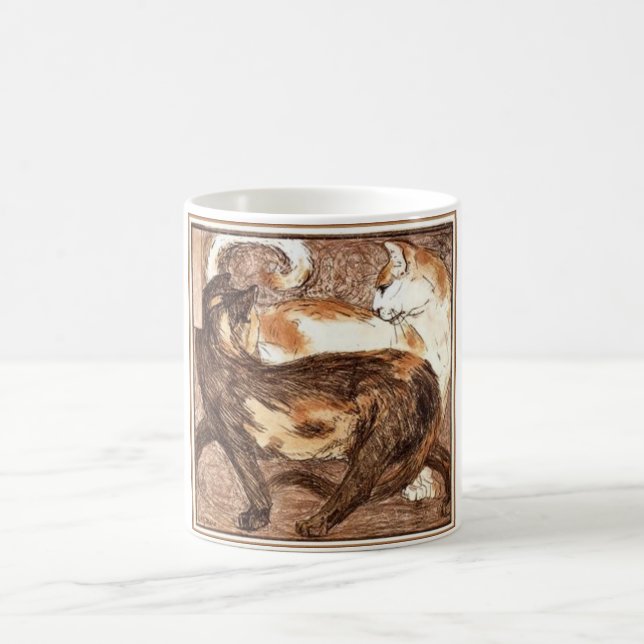 Two Cats (by Franz Marc) Coffee Mug (Center)