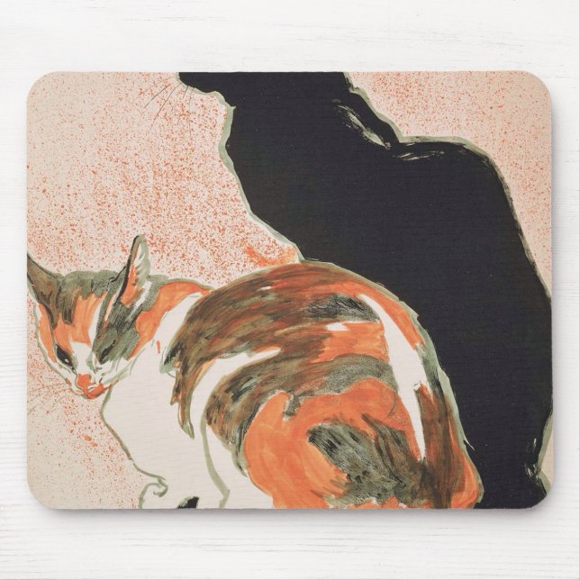Two Cats By Theophile Alexandre Steinlen Mouse Pad (Front)