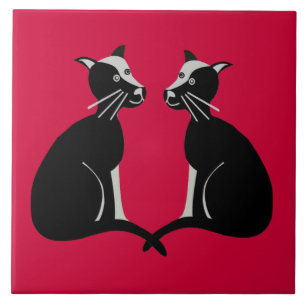 two cats ceramic tile