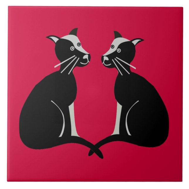 two cats ceramic tile (Front)