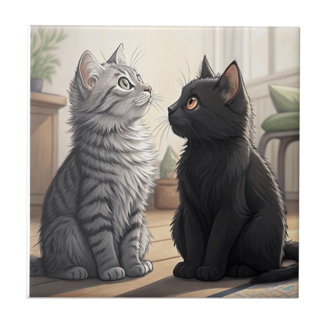 Two Cats Ceramic Tile (Front)
